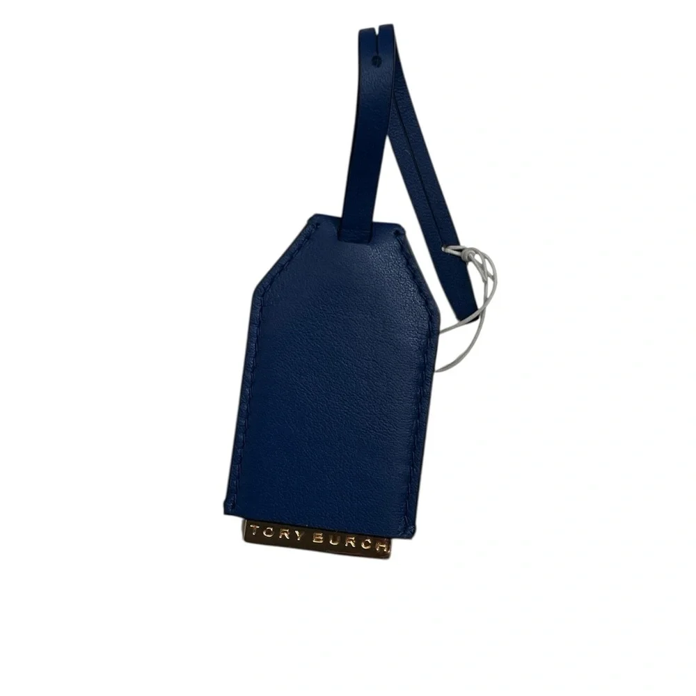 NWT Tory Burch Blue Leather Luggage Tag